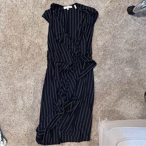 Blue striped wrap dress